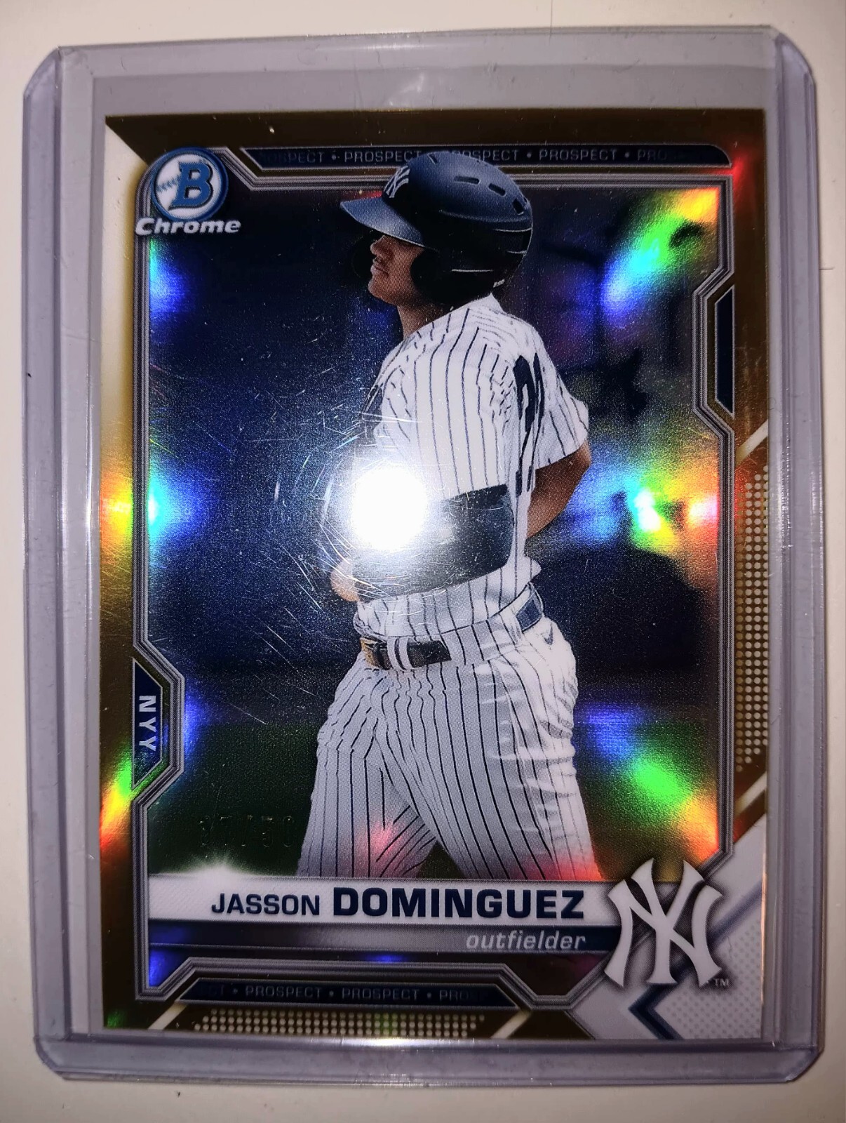 2021 Bowman Chrome Jasson Dominguez Gold Refractor /50 BCP-13 Yankees