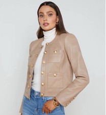 L'agence Jayde Collarless Leather Jacket,women, Size 10