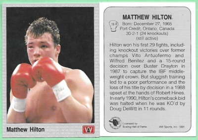 1991 AW Sports All World Boxing Matthew Hilton #18 
