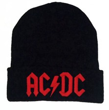 Image of Adult/Girls/Boys AC/DC Black Beanie Hat in 2 Colours - One Size