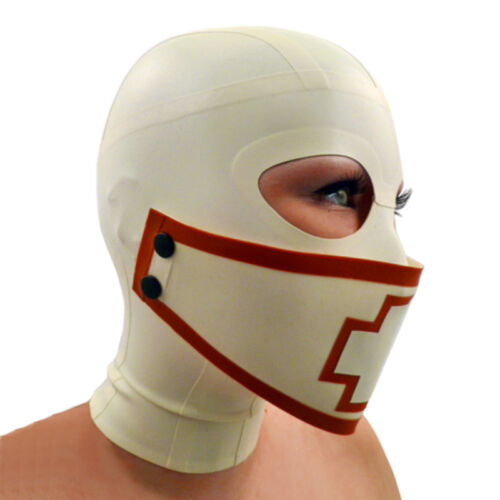 Latex Hood with Removable Mouth Mask Handmade Cosplay Club Wear Rubber Costumes - Picture 2 of 9