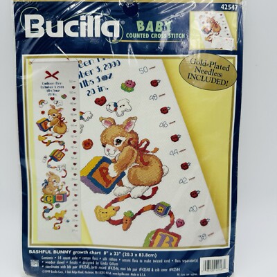 Bucilla Baby Cross Stitch Bashful Bunny Growth Chart Personalized Kit 8x33'' Toys