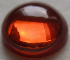 1 synthetischer Stein 15,0 mm, rund, Orange,  Cabochon, Korund, Brennofen- #55