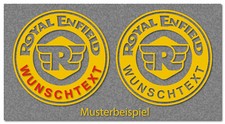 Royal Enfield 2 Aufkleber 2 Versionen Wunschtext 70-100mm Decal Sticker RE011