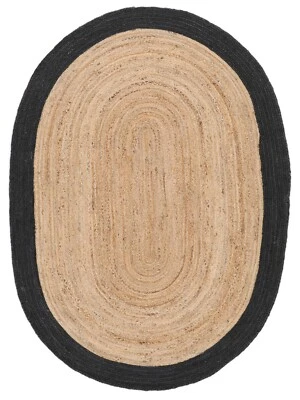 Tapis de course ovale design tressé en jute aspect rustique Tapis de zone pou... - Photo 1/4