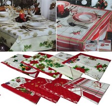Tovaglia con tovaglioli Natale natalizia 6, 8, 12 posti rotonda e rettangolare