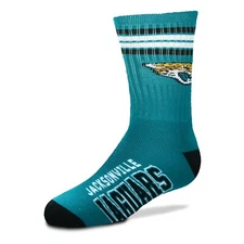 Jacksonville Jaguars Crew Socks Large Size 10 to 13  4 Stripe