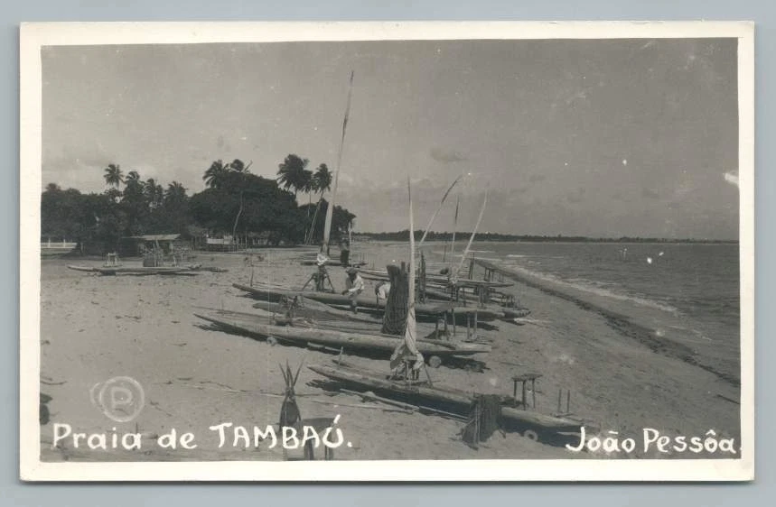 Praia ~ Beach Tambau JOAO PESSOA Brazil Brasil RPPC Vintage Photo ~1940s