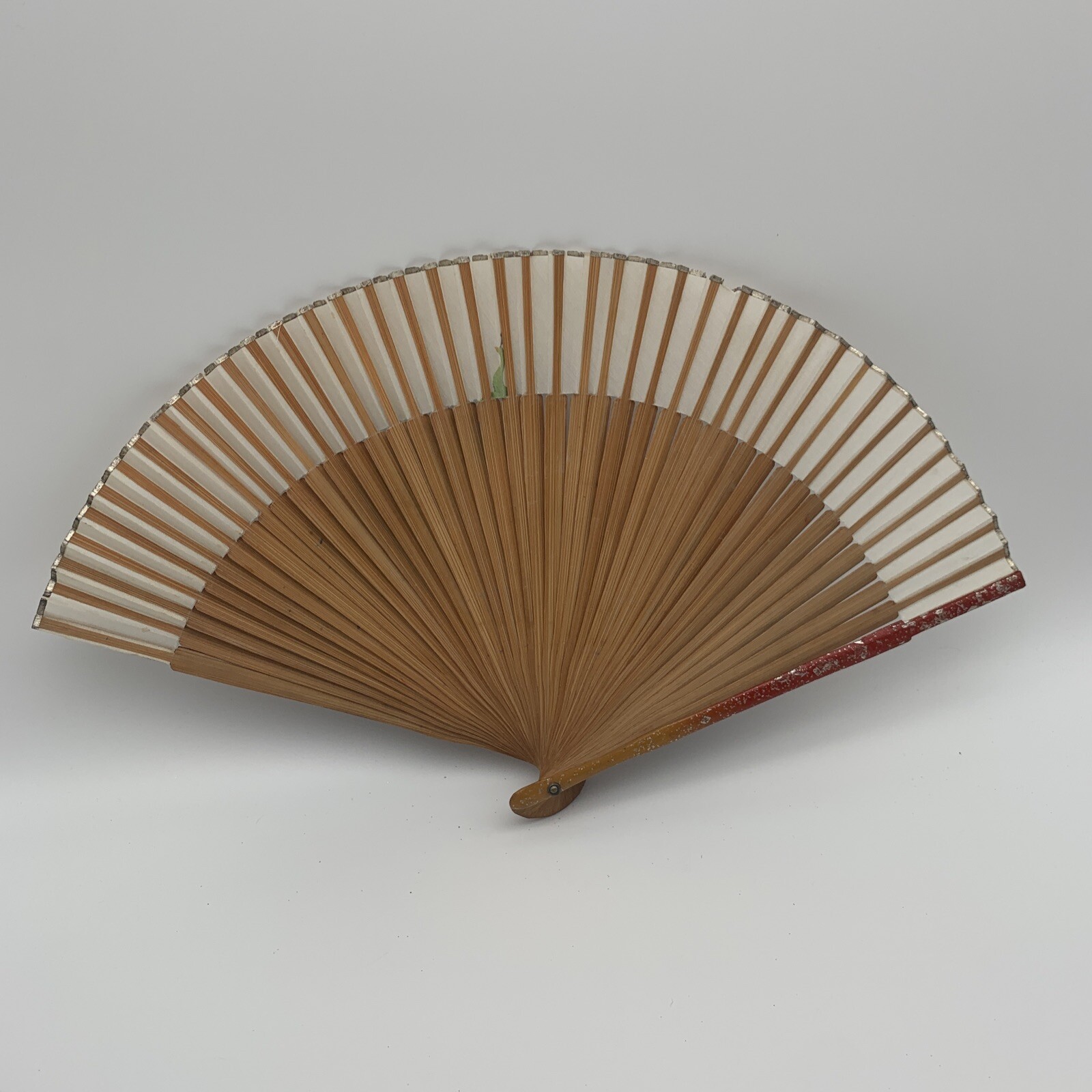 Vintage Handheld Folding Fans Hand Painted 2 Wooden F… Gem