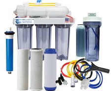 RO/DI Aquarium Reef System 5 Stage Clear Single DI  Manual Flush Valve 75 GPD