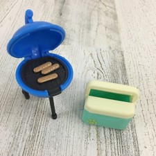Bluey Blue Charcoal Grill AND Cooler Lot Barbecue BBQ Figure Toy Camping Playset