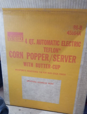 Vtg WARD Popcorn Popper Self Buttering Electric 4 Qt Corn Popper #4586