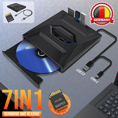 External CD/DVD Drive USB-3.0+Type-C Brenner Player Für Desktop/Laptop/Externa