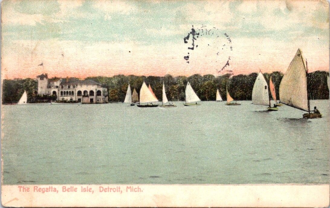 1910, The Regatta, Belle Isle, DETROIT, Michigan Postcard - Wolverine News Co.