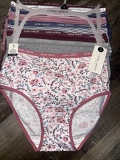 Laura Ashley Women's Brief Underwear Panties 7-Pair Cotton Blend A S