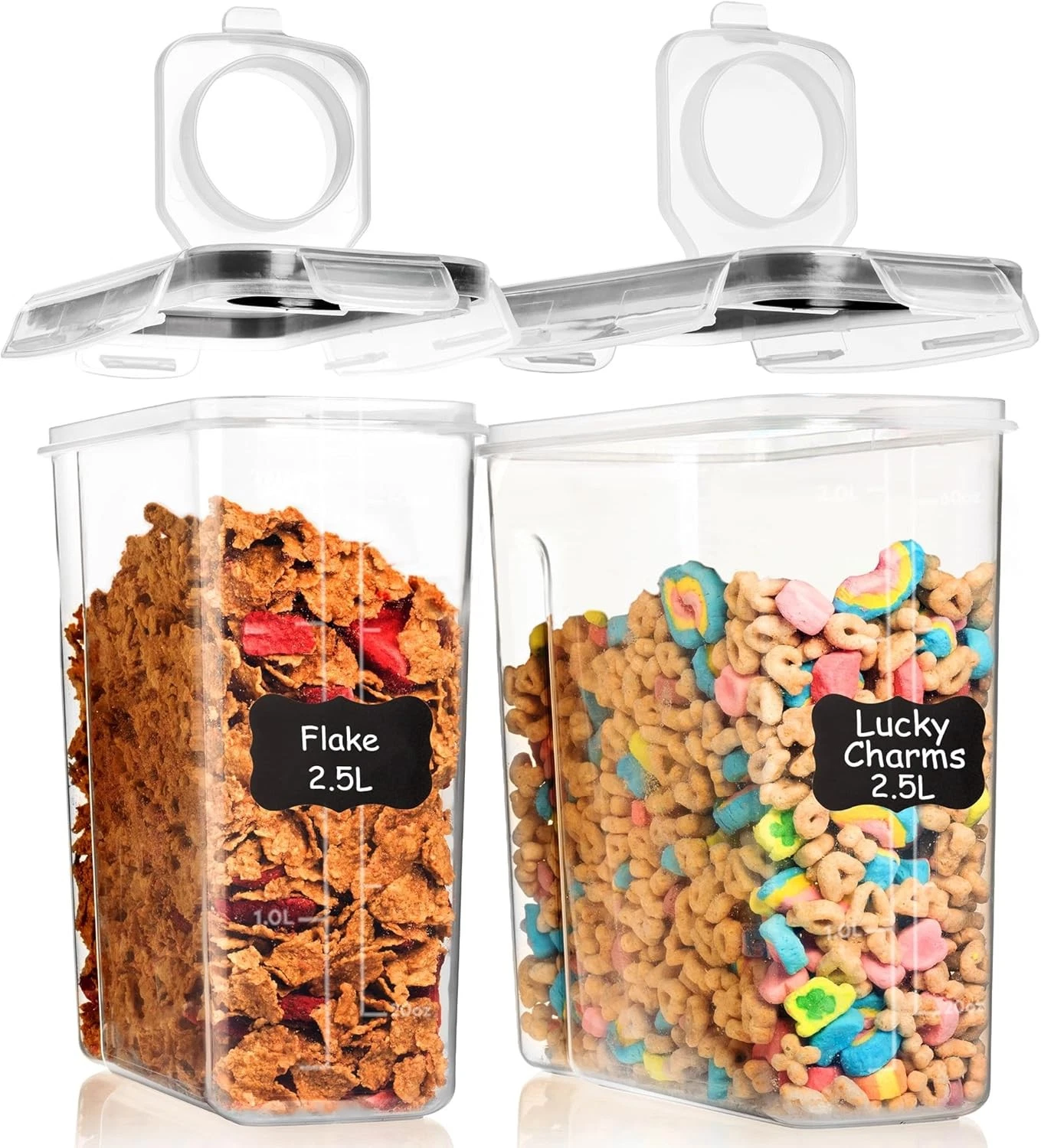 2 Pack (15.4 Oz Cereal Capacity) Small Airtight Cereal Containers Storage with