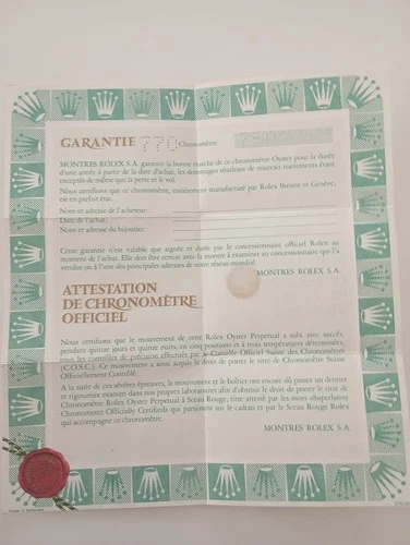 Vintage ROLEX Watch Cardboard Booklet Certified Warranty 6917