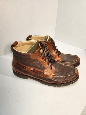 Mens 11 D LL Bean Chukka Allagash Bison Boots Brown Leather Moc Toe 
