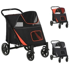 PawHut One Click Foldable Pet Stroller With Shock Absorber