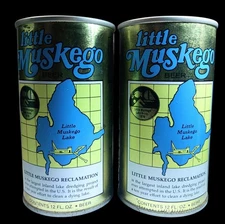 2 LITTLE MUSKEGO PULL TAB EMPTY BEER CAN LEINEKUGEL CHIPPEWA FALLS WIS.   #MU
