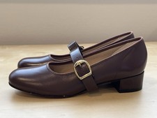 Promenaders Women  s Shoes Size 8.5 N Brown Leather Square Dance Buckle