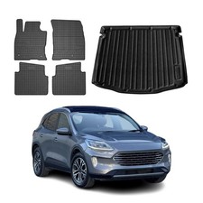 Fußmatten & Kofferraumwanne Set für Ford Kuga mk3 2019-2026 Gummi TPE Schwarz 5x
