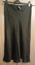 BNWT Next Women's Black Maxi Skirt Satin Slight Bias Cut UK size 14 PETITE 