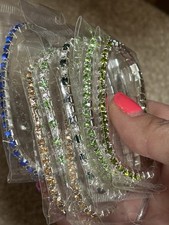 Job Lot Of 7 X Single Row Diamanté Diamonte Stretchy Bracelets - New