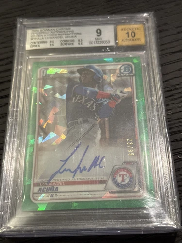 Luisangel Acuna 2020 Bowman Chrome 1st Green Atomic Refractor Rookie Auto #d /99
