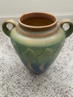 Roseville Vintage Pottery Falline Vase, Urn blue/grn  1930s small chip last pic.
