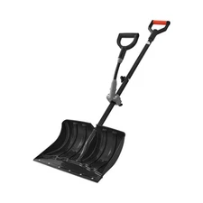 Back Saver Snow Shovel 18" Ergonomic Dual Handle Heavy Duty Snow Pusher Tool