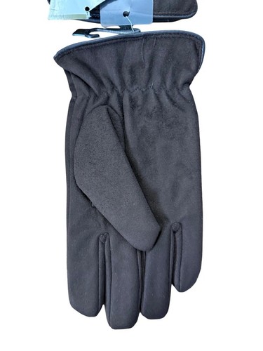 Isotoner Herren gebürstete Mikrofaser dunkelbraune Handschuhe mit gerafftem Handgelenk Medium Neu mit Etikett - Bild 4 von 5