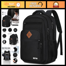 Stylish 17.3" Laptop Backpack for School, Work Travel - Unisex Bookbag, Black
