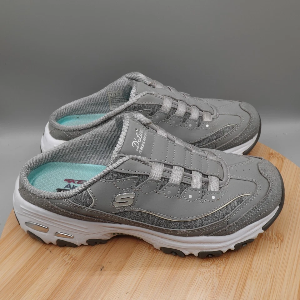 Zapatos Skechers para mujer 7 grises D'Lites resistentes deportivos sin cordones defecto de moda Foto 3 de 4