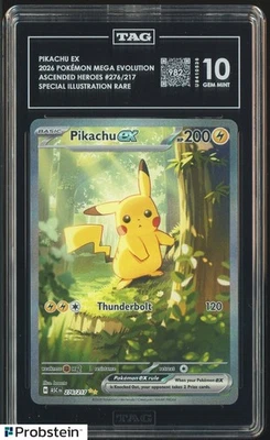 2026 Pokemon ASC EN Special Illustration #276 Pikachu ex TAG Scr 982 GEM MINT 10