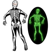 Glow in the Dark Skeleton Costume for Kids - Halloween Jumpsuit for Boys