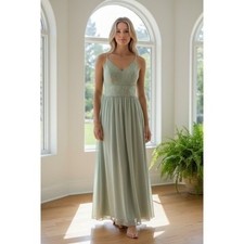 Azazie Lace Bridesmaid Dress Gown Open Back Size C 34" Chest 60" Long Long