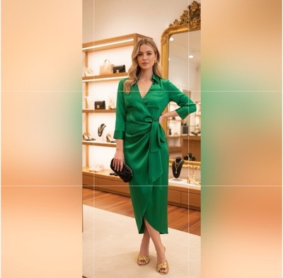 l'agence green dress L'Agence Amani Wrap Dress - Grassgreen main image 0