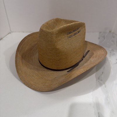 Vintage American Hat Co Bangora Straw Cowboy Hat Waldrop Hatter Western