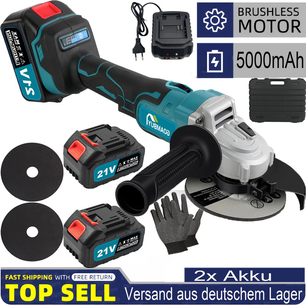 Akku Flex 125mm,Winkelschleifer Akku Trennschleifer Schleifmaschine Flex 2* Akku Für Makita Akku Winkelschleifer Mit Akku