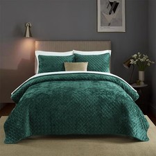 Velvet Bedspread Quilt Bedding Sets,Luxury Elegant Ultra Soft Velvet Comforte...