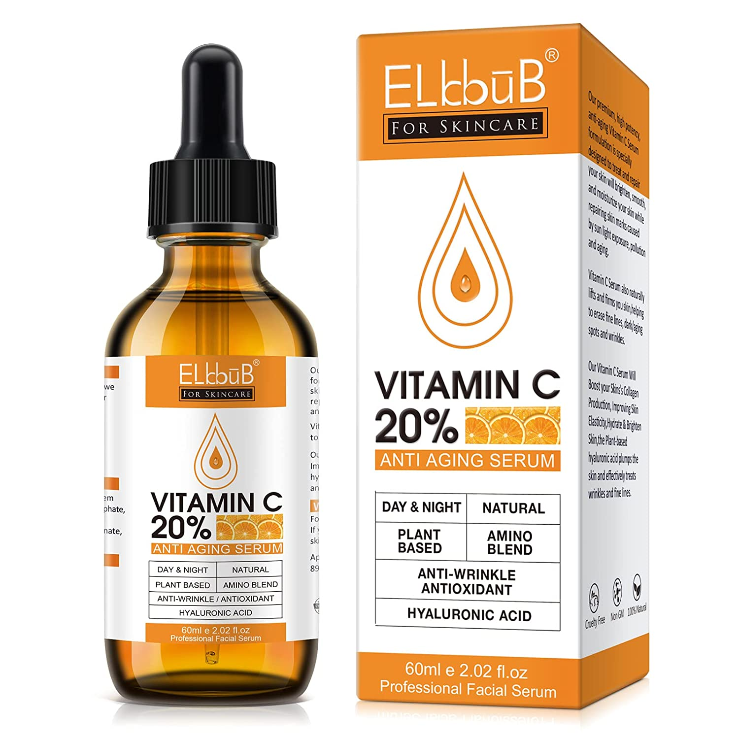 Premium 20% Vitamin C Serum for Face with Hyaluronic Acid, Retinol & Amino Acids