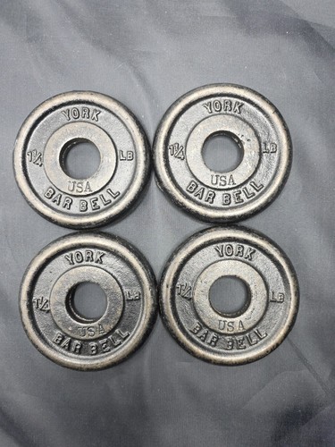 4 Vintage York 1-1/4 LBS Weights 1 inch standard