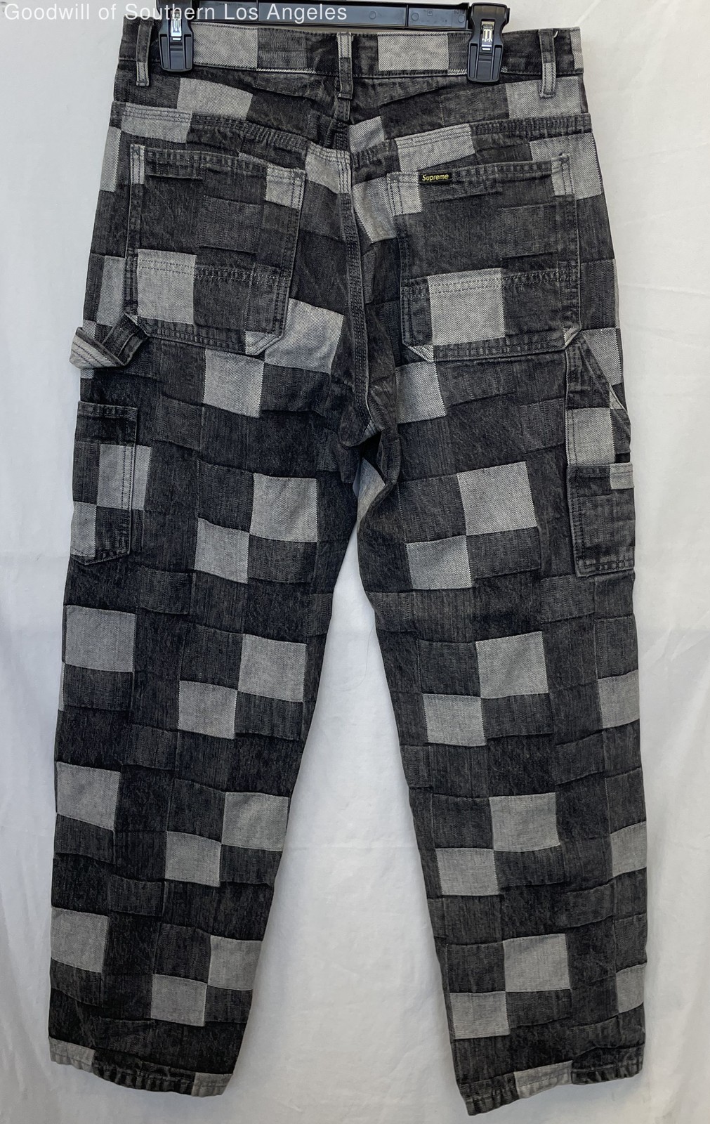 Supreme Gray Patchwork Pattern Denim Painter Jean… - image 8