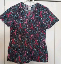 Scrubstar Multicolor Breast Cancer Ribbon Scrub Top size M