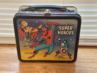 Vintage 1976 Aladdin Marvel Comics Superheroes Spiderman Thor Metal Lunch Box