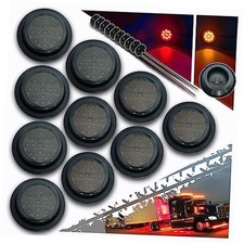 2.5-inch Round Led Trailer Lights Smoked Lens Marker Light Kits 5 Amber 5 Red
