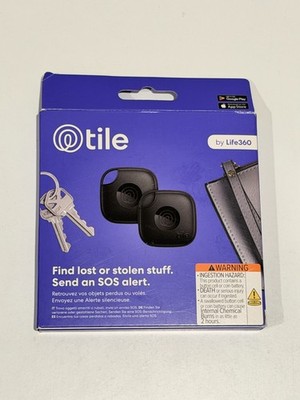 Tile GPS Trackers 2-Pack by Life360 Bluetooth Finders - Black NEW SEALED