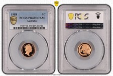 1988 1 Cent Coin - PCGS PR69DCAM Proof - Queen Elizabeth II