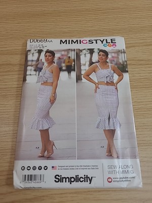 Simplicity D0669 Sewing Pattern Mimi G Style Crop Top Fitted Ruffled Shirt Size